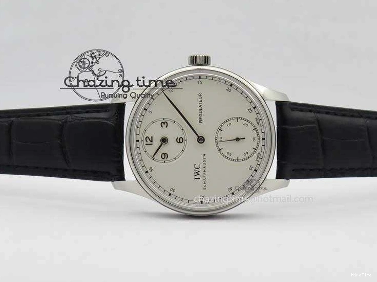 MIROTIME 0424 Effortless Portuguese IW544404 SS White Dial On Black Leather Strap A 7257